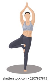 The drawing of a women in a yoga poses. Vector graphics. Isolated on white.