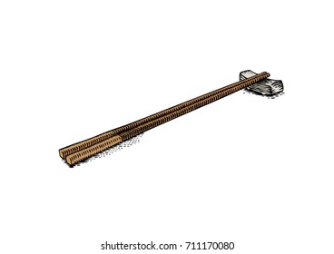 Drawing Of Wooden Chopsticks On The Stand