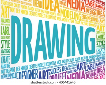 DRAWING word cloud, creative business concept background