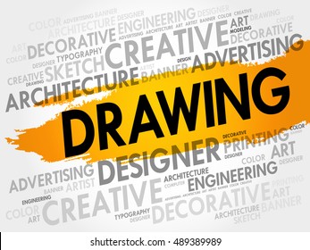 DRAWING word cloud, creative business concept background