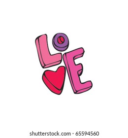 drawing of the word love