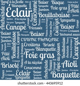 Drawing from the words. The French cuisine. The name of the French dishes. word. the word