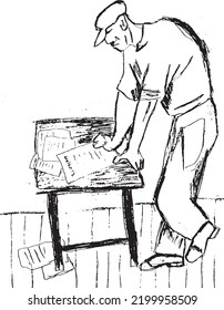 Dibujando dibujos animados en blanco y negro. Ilustración del vector