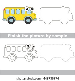 Drawing worksheet for children  Easy educational kid game  Simple level difficulty  Finish the picture   draw the cute Bus