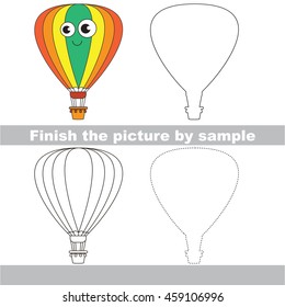 Drawing worksheet for children. Easy educational kid game. Simple level of difficulty. Finish the picture and draw the Funny Big Balloon.