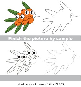 Drawing worksheet for children, the easy educational kid game with simple game level to educate preschool kids. Finish the picture and draw the funny Buck Thorn.