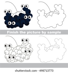 Drawing worksheet for children, the easy educational kid game with simple game level to educate preschool kids. Finish the picture and draw the funny Black Rowan.