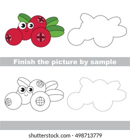 Drawing worksheet for children, the easy educational kid game with simple game level to educate preschool kids. Finish the picture and draw the funny Cow Berry.