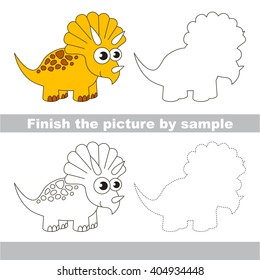 Drawing worksheet for children. Finish the picture and draw the cute Triceratops