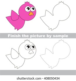 Drawing worksheet for children. Finish the picture and draw the cute Bird