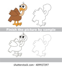 Drawing worksheet for children. Finish the picture and draw the cute Vulture