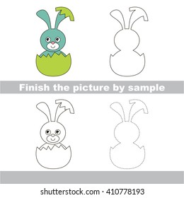 Drawing worksheet for children. Finish the picture and draw the cute Blue Bunny in eggshell
