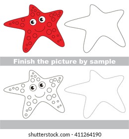Drawing worksheet for children. Finish the picture and draw the cute Starfish