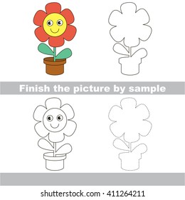 Drawing worksheet for children. Finish the picture and draw the cute Flower