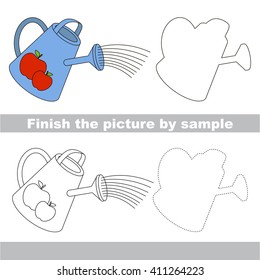 Drawing worksheet for children. Finish the picture and draw the cute Watering can