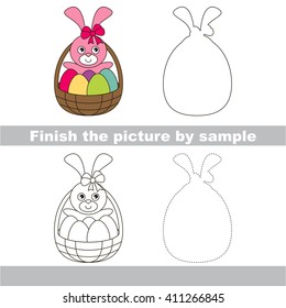 Drawing worksheet for children. Finish the picture and draw the cute Easter bucket