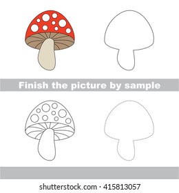 Drawing worksheet for children. Finish the picture and draw the cute Toadstool