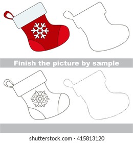 Drawing worksheet for children. Finish the picture and draw the cute Christmas stocking