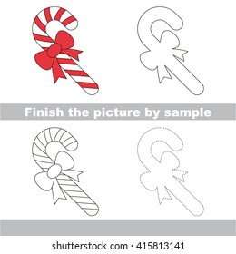 Drawing worksheet for children. Finish the picture and draw the cute Candy Cane