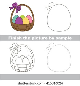 Drawing worksheet for children. Finish the picture and draw the cute Easter bucket
