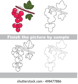 Drawing worksheet for children. Finish the picture and draw the Red Currant