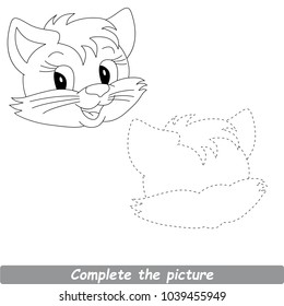 Drawing Worksheet For Preschool Kids with Easy Gaming Level of Difficulty, Simple Educational Game for Kids to Finish the Picture by Sample and Draw the Beautiful Face of at