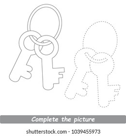 Drawing Worksheet For Preschool Kids and Easy Gaming Level Difficulty  Simple Educational Game for Kids to Finish the Picture by Sample   Draw the Beautiful Key Bunch