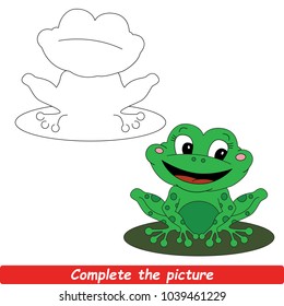 Drawing Worksheet For Preschool Kids and Easy Gaming Level Difficulty  Simple Educational Game for Kids to Finish the Picture by Sample   Draw the Beautiful Frog