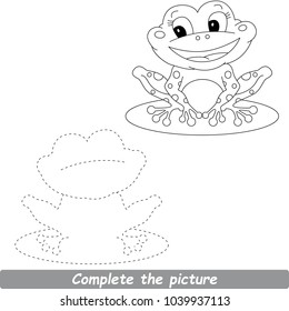 Drawing Worksheet For Preschool Kids and Easy Gaming Level Difficulty  Simple Educational Game for Kids to Finish the Picture by Sample   Draw the Beautiful Frog