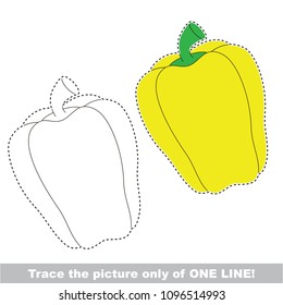 Drawing worksheet for preschool kids with easy gaming level of difficulty, simple educational game for kids one line tracing of Paprika