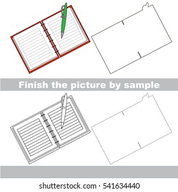 Drawing worksheet for preschool kids with easy gaming level of difficulty, simple educational game for kids to finish the picture by sample and draw the Copybook