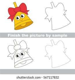 Drawing worksheet for preschool kids and easy gaming level difficulty  simple educational game for kids to finish the picture by sample   draw the Funny Bell   Bow