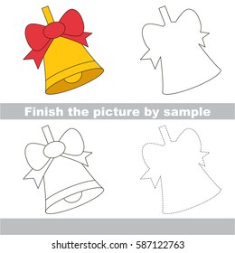 Drawing worksheet for preschool kids and easy gaming level difficulty  simple educational game for kids to finish the picture by sample   draw the Gold Bell