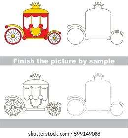 Drawing worksheet for preschool kids and easy gaming level difficulty  simple educational game for kids to finish the picture by sample   draw the Red Gold Chariot