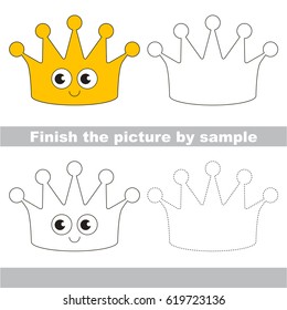 Drawing worksheet for preschool kids and easy gaming level difficulty  simple educational game for kids to finish the picture by sample   draw the Funny Crown