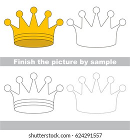 Drawing worksheet for preschool kids and easy gaming level difficulty  simple educational game for kids to finish the picture by sample   draw the Gold Crown