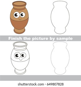 Drawing worksheet for preschool kids with easy gaming level of difficulty, simple educational game for kids to finish the picture by sample and draw the Potty