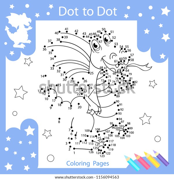 Drawing Worksheets Dot Dots Drawn Dragon Stock Vector Royalty Free