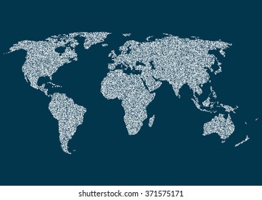 Drawing world map on a white background. Vector illustration.