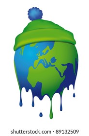 drawing of the world melting due to global warming