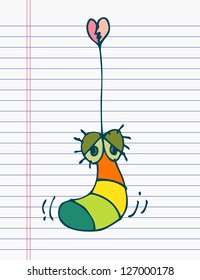 Drawing worm on paper