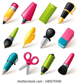 Drawing and Writing tools icon set