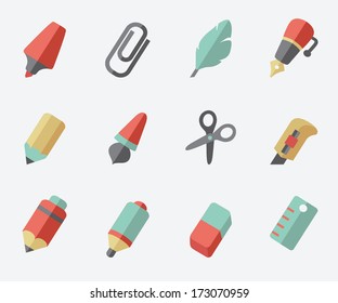 Drawing And Writing Tools Icon Set