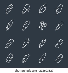 Drawing and Writing tools icon set