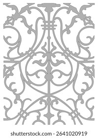 Drawing of a wrought iron pattern for a door or window