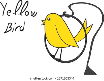 pájaro amarillo dibujado en la jaula