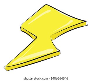 Drawing of yellow colour lightning, vector, color drawing or illustration. 