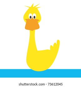 drawing of a yellow duck with orange beak that swims in the lake