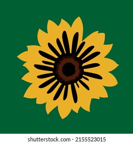 drawing of yellow flower on green background