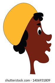 Dibujo de sombrero amarillo usado por el hombre, vector, dibujo de color o ilustración. 